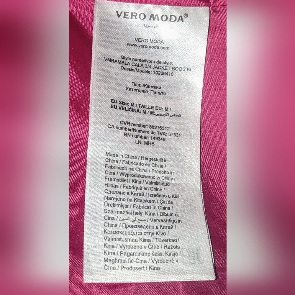 Vero Moda Hot Pink Pea Coat - Picture 6 of 9